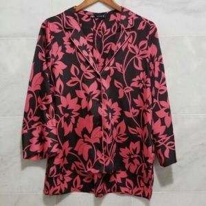 Zara pink floral three-quarter sleeve pajama blouse